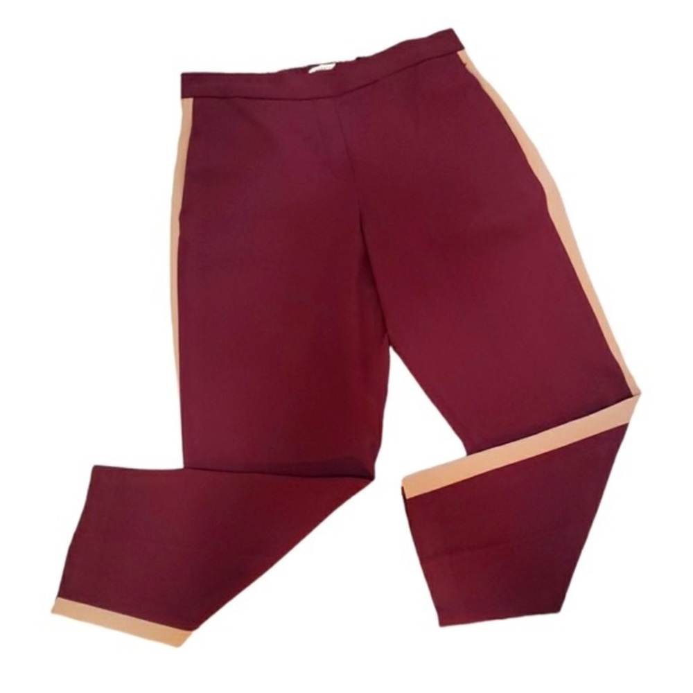 Aritzia Babaton Conan Pant Burgandy Tuxedo Stripe